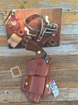 GALCO Brown Leather Wheelgunner Ambidextrous OWB Holster For K L 686 Colt - Image 1 of 3