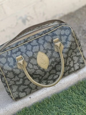 Raro Bolso Saint Laurent Vintage Mini Boston YSL Estampado Jirafa Lona y Cuero Foto 1 de 4