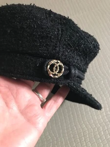 CHANEL WOMENS HAT SIZE S BLACK AND LUREX TWEED - Picture 1 of 19