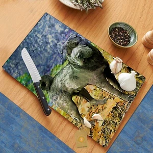 Blue Shar Pei Fall Leaves Glass Cutting Board Hot Plate Trivet - Picture 1 of 1