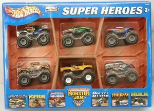 Hot Wheels Monster Jam "Super Heroes" Paquete de 6 Set de Regalo c.2003 HULK, Spiderman Etc - Imagen 1 de 3