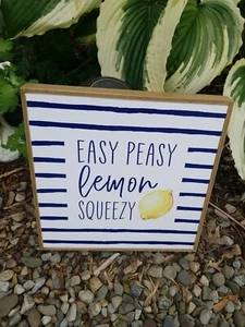LEMON SIGN EASY PEASY LEMON SQUEEZY HOBBY LOBBY FARMHOUSE Blue Yellow SIGN 12.5" - Picture 1 of 24