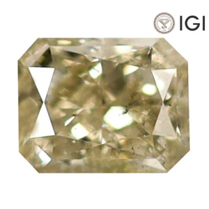 0.64 ct IGI Certified Radiant Cut (5 x 4 mm) I2 Fancy Brownish Yellow Diamond - Picture 1 of 4