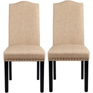Silla de Comedor Juego de Silla de Cocina Tapizada en Tela Respaldo Alto - Imagen 1 de 15