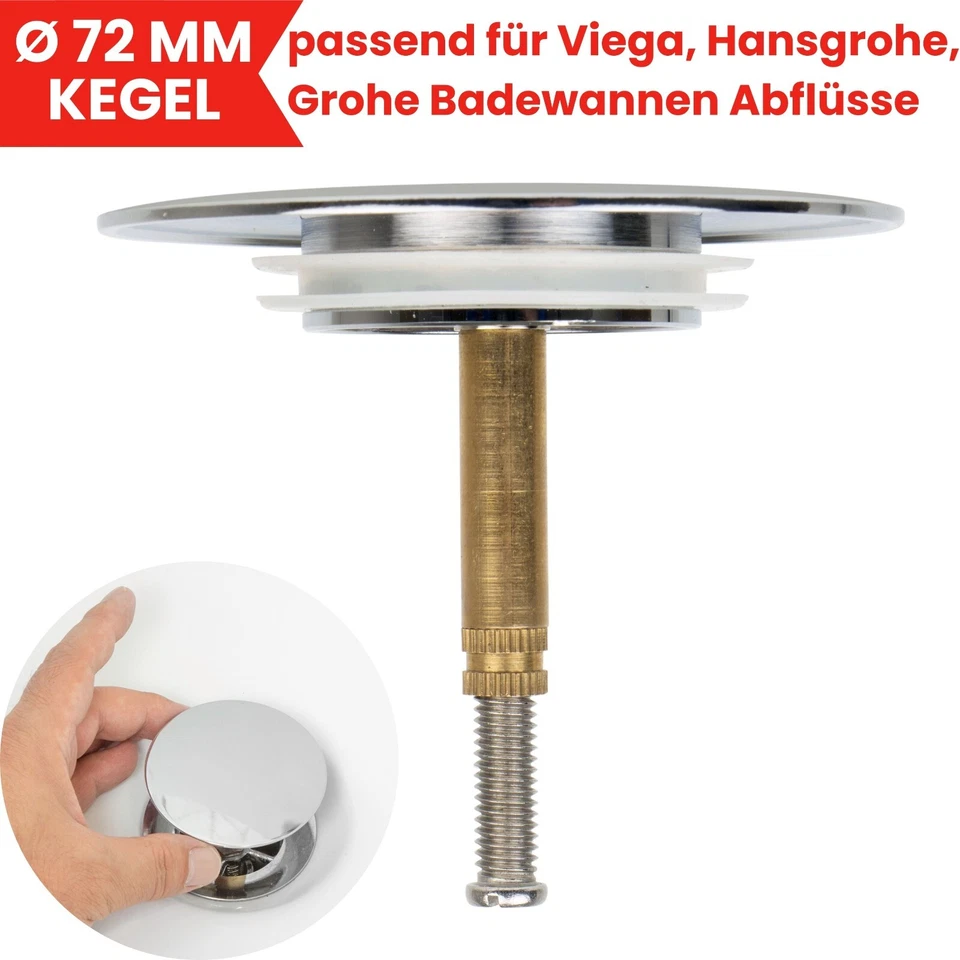 Messing Stöpsel Badewanne 72mm passend für Viega Abfluss Stopfen Ablauf Ventil - Bild 1 von 4