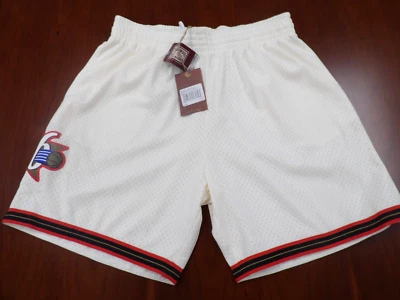 MITCHELL & NESS NBA HWC PHILADELPHIA 76ERS CREAM SWINGMAN SHORTS SIZE XL - Image 1 of 4