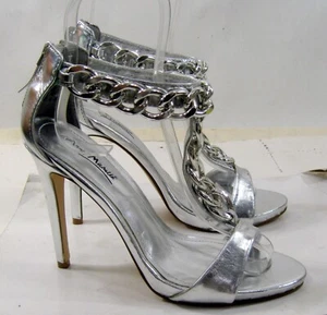 new ladies Silver 4.5"Stiletto High Heel Ankle Strap Shoes WOMEN Size 8 - Picture 1 of 6