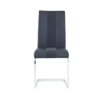 Set Di 4 Nero Due di Tonalità Sedie da Pranzo Con Metallo Color Argento Base - Foto 1 di 5