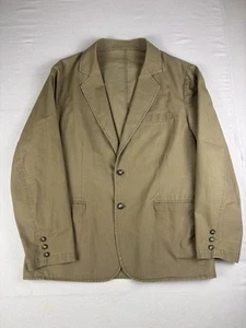 LL Bean Jacket Mens Size 44 Brown Utility Field Blazer 100% Cotton Two Button - Picture 1 of 8