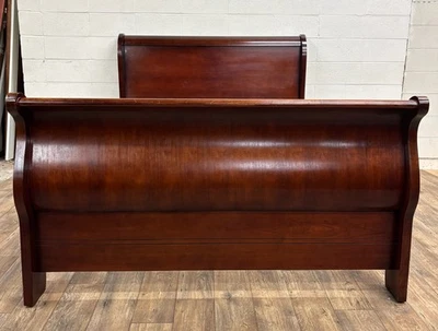 Vintage Queen Size French Louis Philippe Style Sleigh Bed - Image 1 of 4