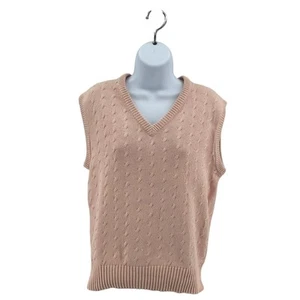 VTG Nordstrom Sweater Vest WMNS Large Pink V-Neck Sleeveless 100% Cotton Preppy - Picture 1 of 6