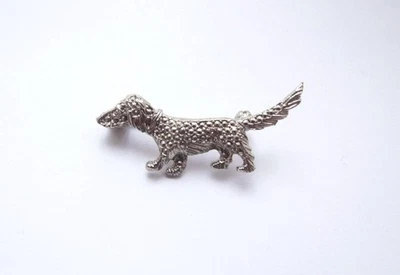 Brandneu Vintage 1980er Silber Metall & Faux-Marcasit Dackel Hund Brosche Deadstock - Bild 1 von 4