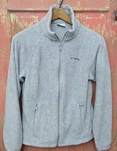 Columbia Jacke Damen Größe Medium grau Fleece durchgehender Reißverschluss leichter Mantel Taschen - Bild 1 von 17