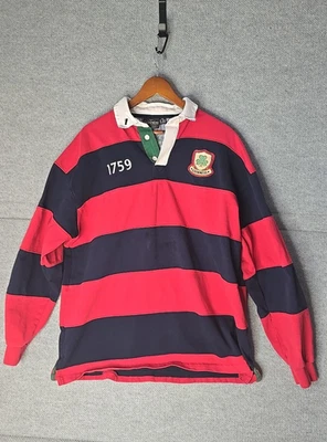 Guinness 橄榄球衬衫男式 XXL 2XL 条纹长袖棉质 Polo 衫 — 第 1/4 张图片