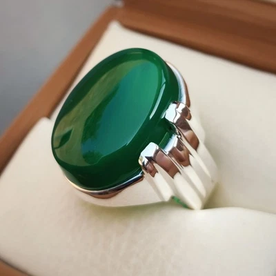 Yemeni Aqeeq Ring, 925 Sterling Silver Natural Agate Ring, Shia Ring Real Agate - Image 1 of 4