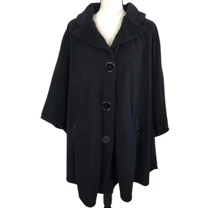 Poncho scialle in pile nero mantello taglia unica tasche Le Moda - Foto 1 di 11