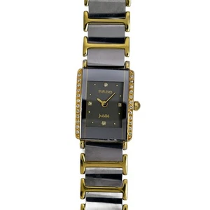 Rado Jubile Two-Tone Ceramic Gold Diamond Bezel Black Dial Ladies Watch 15003833 - Picture 1 of 10