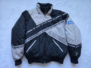 VTG 90s Pro Player Oakland Raiders Mens Jacket NFL Puffer Spell Out. Size: M - Picture 1 of 18