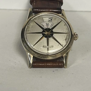 RELOJ PARA HOMBRES VINTAGE BENRUS DIAL-O-RAMA SALTO HORA VIENTO 10K RGP RARO Dail Need Tlc - Imagen 1 de 15