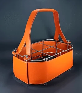 Leder Weinflasche Behälter Orange & Silber von Madre Dallas - Bild 1 von 23