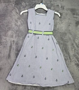 Vtg Glorimont Lined Nautical Youth Girl Dress Sz 8 100%cotton Made In Usa - Picture 1 of 10
