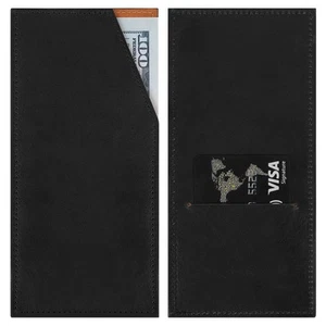PU Leather Cash Envelope Wallet, Black Money Holder - Receipt Holder for Trav... - Picture 1 of 6