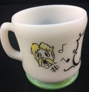 Hazel Atlas Gay 90s Milk Glass Mug Victorian Syle Barber Shop Singers - Bild 1 von 8