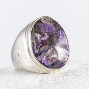 Wunderschöner, großer Silber Ring, Siegelring, Charoit, Cabochon, Lila, 57 - Bild 1 von 4