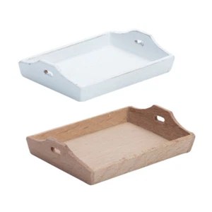 2 Pcs Miniatur Tablett Küche Pretend Spielen Spielzeug Miniatur Tee Trays - Bild 1 von 12