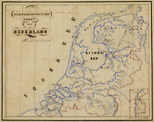 Antique Manuscript Map-TOPOGRAPHY-HYDROGRAPHY-NETHERLANDS-Bommel-1866