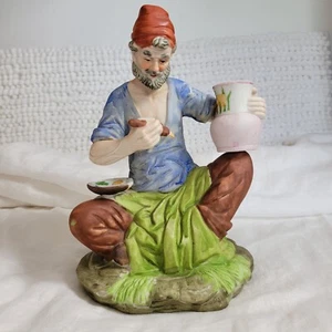 Vintage Old Bearded Man Potter Painter painting vase pitcher porcelain figurine - Picture 1 of 12