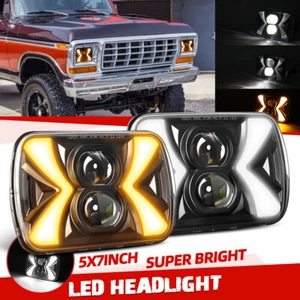 Fit for Ford F150 Bronco 1978-1986 Pair 7x6" Square LED Headlights Z Cutoff Line - Picture 1 of 16