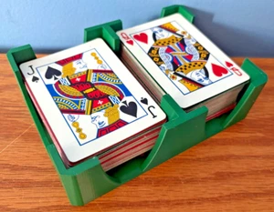 2 to 4 Deck Playing Card Tray Canasta Hand & Foot Samba Gin Rummy Pine Green New - Picture 1 of 5