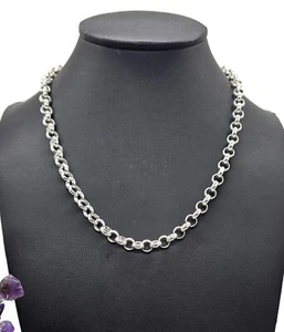 Chunky Belcher Link Chain, 45 cm, Rolo Chain, 925 Sterling Silver - Picture 1 of 8