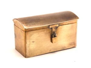 Scale Model Treasure Chest Storage Box Hollow Moving Padlock Cast Brass - Picture 1 of 7