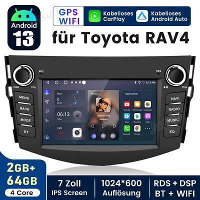 Für Toyota RAV4 2006-2012 Carplay GPS Navi  DAB+ SWC FM Android 13 Autoradio 64G - Bild 1 von 4