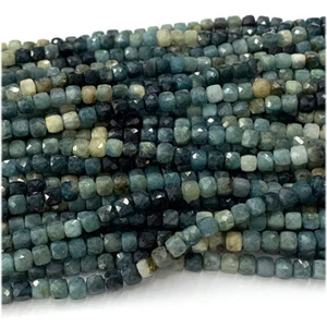 Natural Stone Real Genuine Blue Tourmaline Irregular Cube Faceted Loose Beads - Picture 1 of 10