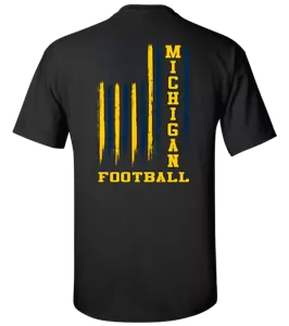 Michigan Football USA Flag Unisex Short Sleeve T-shirt-Black-2XL - Picture 1 of 7