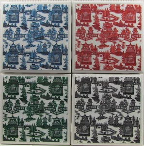 Ceramic Tile Coaster - Blue Willow - Set of 4 (Buy 2 Sets Get 1 Set Free) 1 A - Picture 1 of 6
