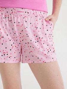 Joyspun Women's Woven Pajama Boxer Sleep Shorts, Pink Print Size 3X - Picture 1 of 6
