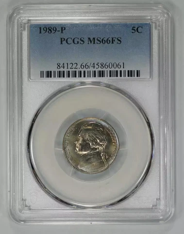 1989 P JEFFERSON NICKEL 5C PCGS MS 66 FS MINT STATE UNC FULL STEPS - COLOR (061) Cover
