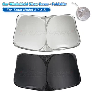 For Tesla model Y Windshield Sun Shade Visor Foldable UV Heat Block Window Cover - Picture 1 of 11