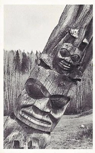 Postcard British Columbia Totem Pole Kitwancool Skeena River Grant-Mann  - Picture 1 of 1