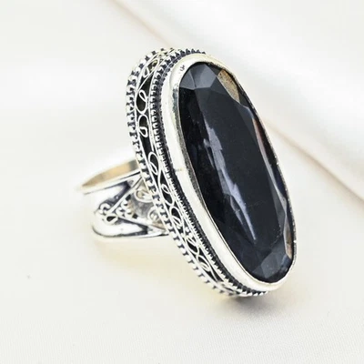 Anillo de joyería de plata de ley 925 hecho a mano con piedras preciosas de iolita regalo de aniversario Foto 1 de 4