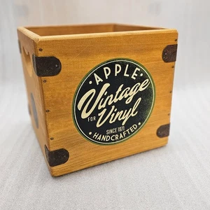 Apple Vintage Vinyl Record Box 7" Singles Wooden Vinyl Crate - Picture 1 of 2
