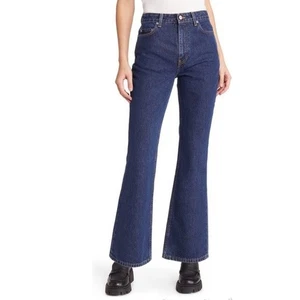NWT $215 GANNI Betzy Slim Flare Jeans in Dark Blue Stone 26 - Picture 1 of 7