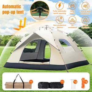Tenda da Campeggio Portatile 4 Persone Easy Pop Up Tenda con 2 Porte UPF50+ Impermeabile US - Foto 1 di 16