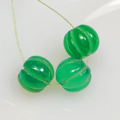 Cuentas redondas talladas de ónix verde natural de 9,98 quilates - 8991 Foto 1 de 2