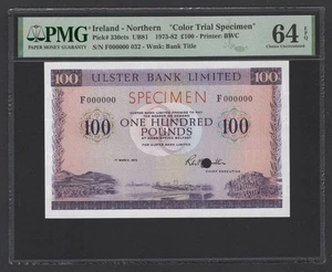 Irlanda del Norte 100 libras 1-3-1973 P330cts "Muestra de prueba de color" UNC grado 64 - Imagen 1 de 2