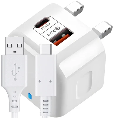 For iPhone 17 16 Pro Max Samsung Fast Charging 20W USB-C PD Plug Charger Cable - Image 1 of 4